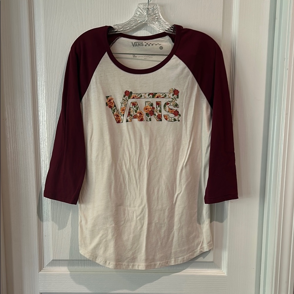 Vans Red and White Raglan Graphic Tee